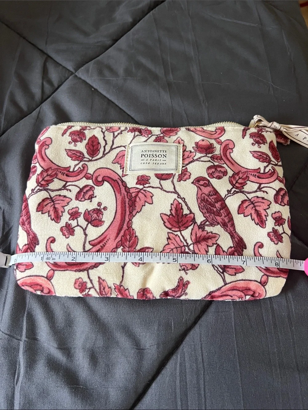 NWOT Sezane velvet Pink Floral pouch